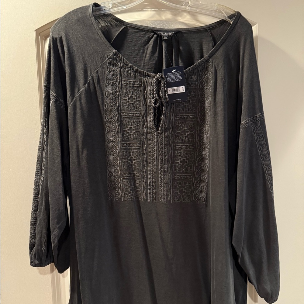 Women's Black Embroidered Top